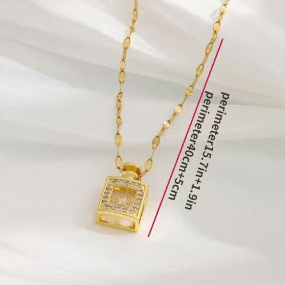 Stainless Steel Perfume Bottle Shape Pendant Necklace - Picture 5 of 6